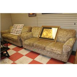 PAIR OF FABRIC SOFAS(CAT SCRATCHES)
