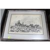Image 1 : FRAMED "CARON FUNERAL" PHOTOENGRAVED WOOD ETCHING