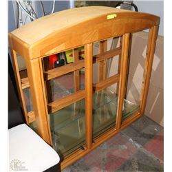 4'X4' OAK SHOW CASE WITH GLASS SHELVES
