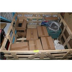 PALLET OF SEAT COVERS, WINTER HARD HAT LINERS