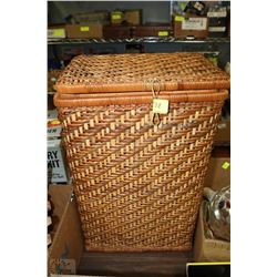 WICKER HAMPER     8" X 14" X 21"HIGH