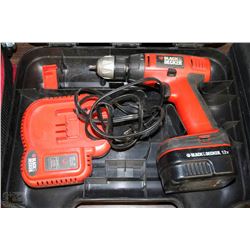 BLACK AND DECKER 12V DRILL WITH BATTERY & CHARGER