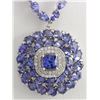 Image 1 : 40.79 CTW Natural Tanzanite And Diamond Necklace In 14k White Gold