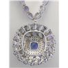 Image 2 : 40.79 CTW Natural Tanzanite And Diamond Necklace In 14k White Gold