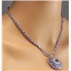 Image 4 : 40.79 CTW Natural Tanzanite And Diamond Necklace In 14k White Gold