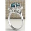 Image 3 : 6.07CTW Natural Blue Zircon And Diamond Ring 14K Solid White Gold