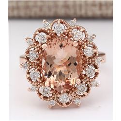 4.58 CTW Natural Morganite And Diamond Ring In 14k Rose Gold