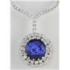 Image 1 : 22.09 CTW Natural Tanzanite And Diamond Necklace In 14k White Gold