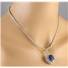 Image 4 : 22.09 CTW Natural Tanzanite And Diamond Necklace In 14k White Gold