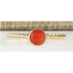 1.00 CTW Natural Coral Ring In 14k Yellow Gold