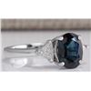 Image 2 : 2.95 CTW Natural Blue Sapphire Diamond Ring 14K Solid White Gold