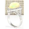 Image 3 : 6.04 CTW Natural Opal And Diamond Ring In 14k White Gold