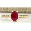 Image 1 : .80 CTW Natural Ruby Ring In 14k Yellow Gold