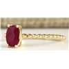 Image 2 : .80 CTW Natural Ruby Ring In 14k Yellow Gold