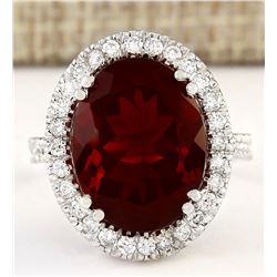 8.11 CTW Natural Fire Opal And Diamond Ring 14k Solid White Gold