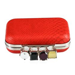 Red Textured Evening Clutch