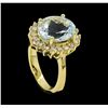 Image 4 : 4.73 ctw Aquamarine and Diamond Ring - 14KT Yellow Gold