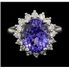 Image 2 : 7.13 ctw Tanzanite and Diamond Ring - 14KT White Gold