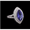 Image 1 : 3.64 ctw Tanzanite and Diamond Ring - 14KT White Gold