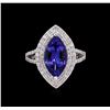 Image 2 : 3.64 ctw Tanzanite and Diamond Ring - 14KT White Gold