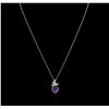 Image 2 : 3.42 ctw Amethyst and Diamond Pendant With Chain - 14KT White Gold