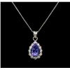 Image 1 : 14KT White Gold 2.43 ctw Tanzanite and Diamond Pendant With Chain