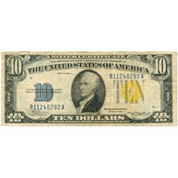 1934 $10 Fine North Africa Silver Certificate Currency