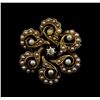 Image 1 : 14KT Yellow Gold Pearl and Diamond Brooch