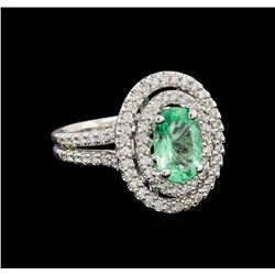 1.50 ctw Emerald and Diamond Ring - 14KT White Gold