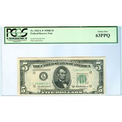 1950B PCGS CN 63PPQ $5 Federal Reserve Star Bank Note