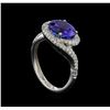Image 4 : 4.36 ctw Tanzanite and Diamond Ring - 14KT White Gold