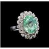 Image 1 : 9.21 ctw Emerald and Diamond Ring - 14KT White Gold