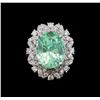 Image 2 : 9.21 ctw Emerald and Diamond Ring - 14KT White Gold