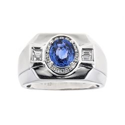 1.81 ctw Sapphire and Diamond Ring - 14KT White Gold