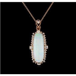 9.27 ctw Opal and Diamond Pendant With Chain - 14KT Rose Gold