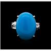 Image 2 : 9.47 ctw Turquoise Ring - Silver