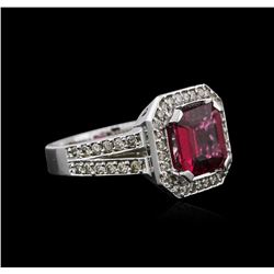 14KT White Gold 3.33 ctw Rubellite and Diamond Ring