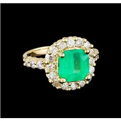 3.10 ctw Emerald and Diamond Ring - 14KT Yellow Gold