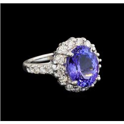 14KT White Gold 4.22 ctw Tanzanite and Diamond Ring