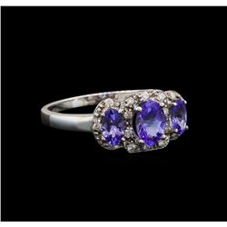 14KT White Gold 0.99 ctw Tanzanite and Tanzanite Ring