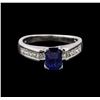 Image 2 : 0.95 ctw Sapphire and Diamond Ring - 14KT White Gold