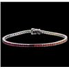 Image 1 : 7.15 ctw Multi Color Sapphire and Diamond Bracelet - 14KT White Gold