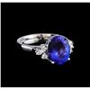 Image 1 : 3.20 ctw Tanzanite and Diamond Ring - 14KT White Gold