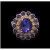 Image 2 : 4.20 ctw Tanzanite, Sapphire and Diamond Ring - 14KT Rose Gold