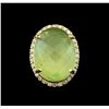 Image 2 : 14KT Yellow Gold 32.12 ctw Green Tourmaline and Diamond Ring