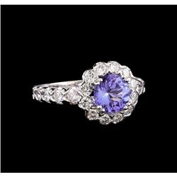 14KT White Gold 1.77 ctw Tanzanite and Diamond Ring