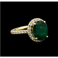 4.45 ctw Emerald and Diamond Ring - 14KT Yellow Gold