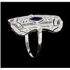 Image 4 : 0.50 ctw Blue Sapphire and Diamond Ring - 18KT White Gold
