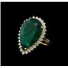 Image 1 : 23.22 ctw Emerald and Diamond Ring - 14KT Yellow Gold