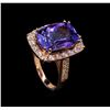 Image 4 : 11.45 ctw Tanzanite and Diamond Ring - 14KT Rose Gold